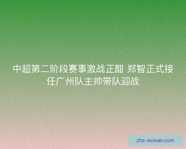 中超第二阶段赛事激战正酣 郑智正式接任广州队主帅带队迎战