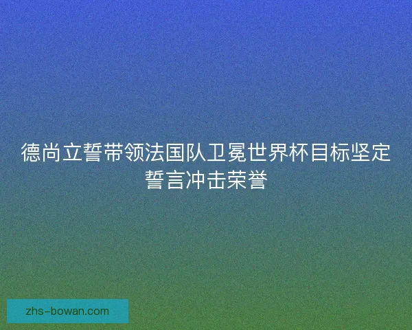德尚立誓带领法国队卫冕世界杯目标坚定誓言冲击荣誉